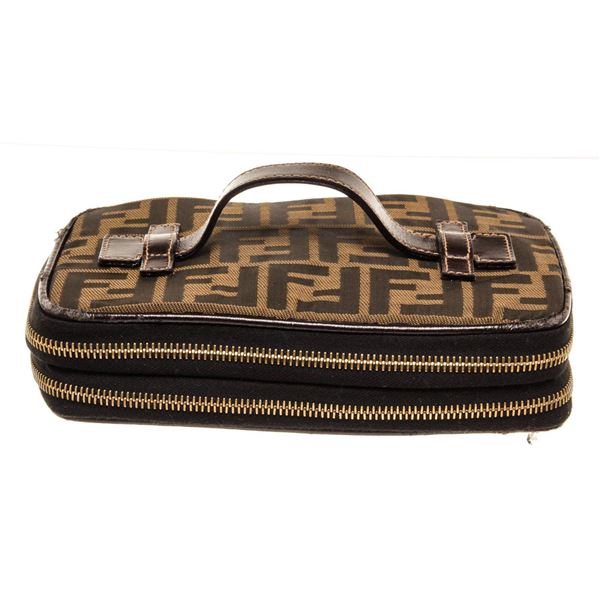 Fendi Brown Canvas Vanity Case Handbag