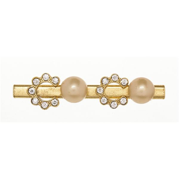 Chanel Gold Pearl CC Hairclip