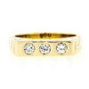 Image 1 : Men's 14K Gold 3 Stone Burnish Diamond Nugget Pattern High-Profile Band Ring