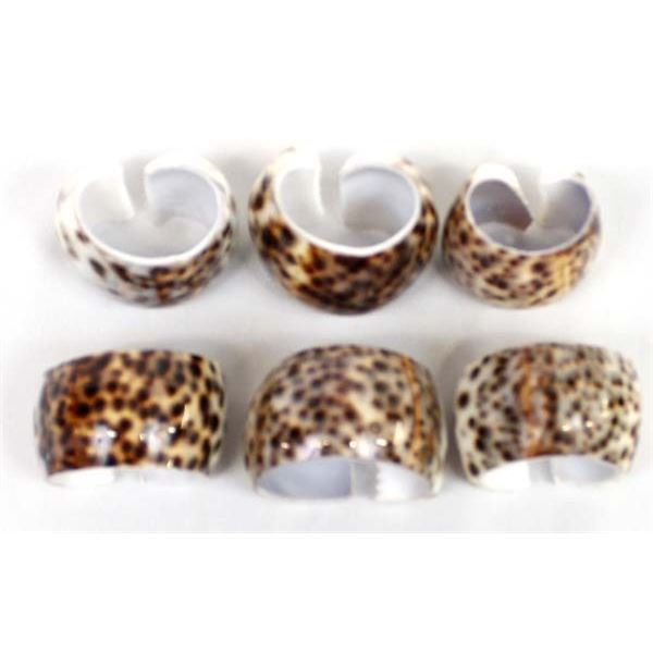 Set of 6 Natural Tiger Cowrie Shell Napkin Rings
