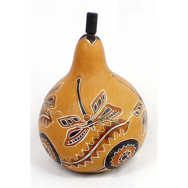Peruvian Andanzas Lidded Carved Gourd