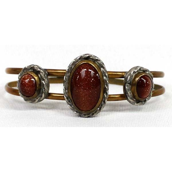 Navajo Copper, Sterling, Goldstone Cuff Bracelet