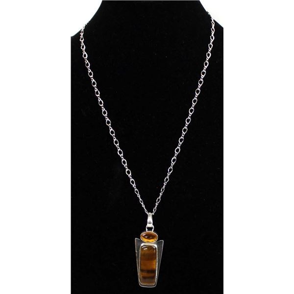 Sterling Silver Tiger's Eye Pendant Necklace