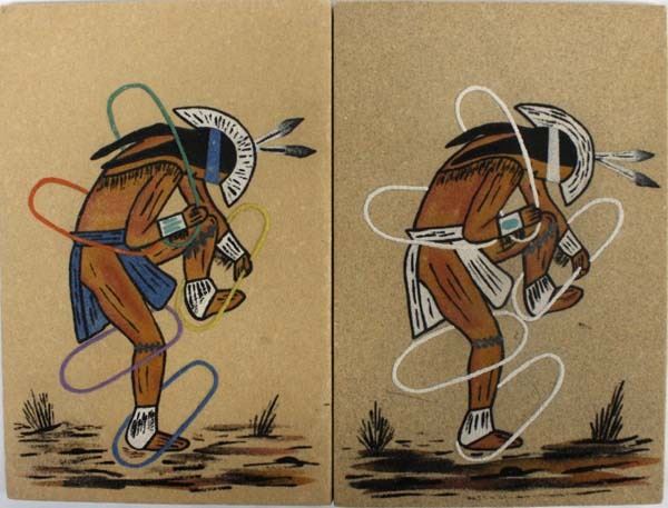 Ron Chee 2 Navajo Sand Paintings by Ron Chee