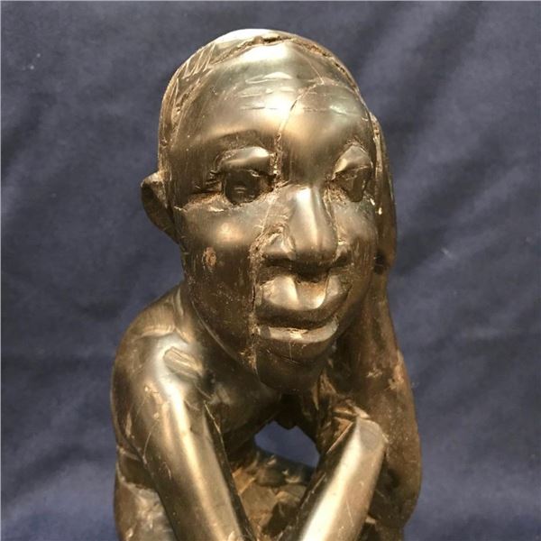 Vintage African Tribal Wood Carving, Native Man