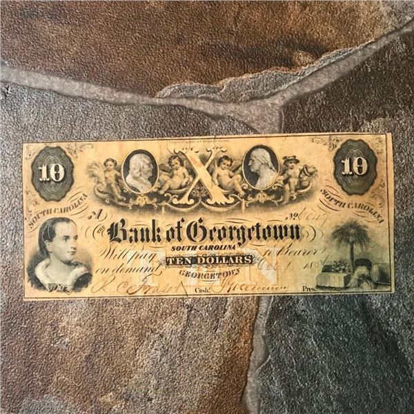 1854 Bank of Georgetown South Carolina $10 Banknote