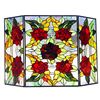 Image 1 : Stained Art Glass Roses Fireplace Screen