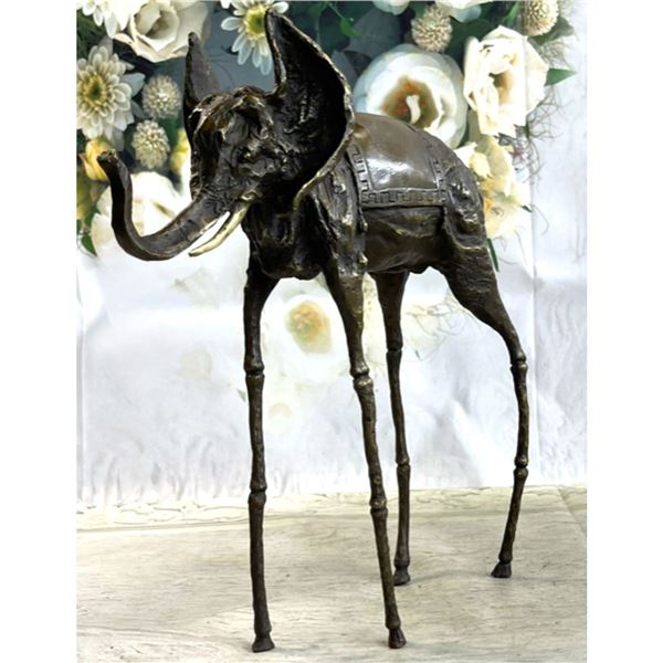 After Dali, Surrealist Elephant Bronze Sculpture