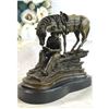 Image 2 : Style of Remington, Resting Cowboy Bronze Sculpture