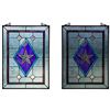 Image 3 : Stained Art Glass Lone Star Hanging Window Panel
