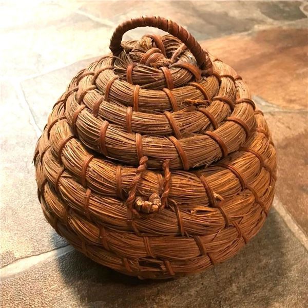 Vintage Bee Skep Woven Basket