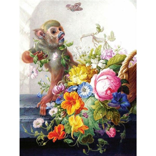 Still Life With Monkey Ceramic Art Tile