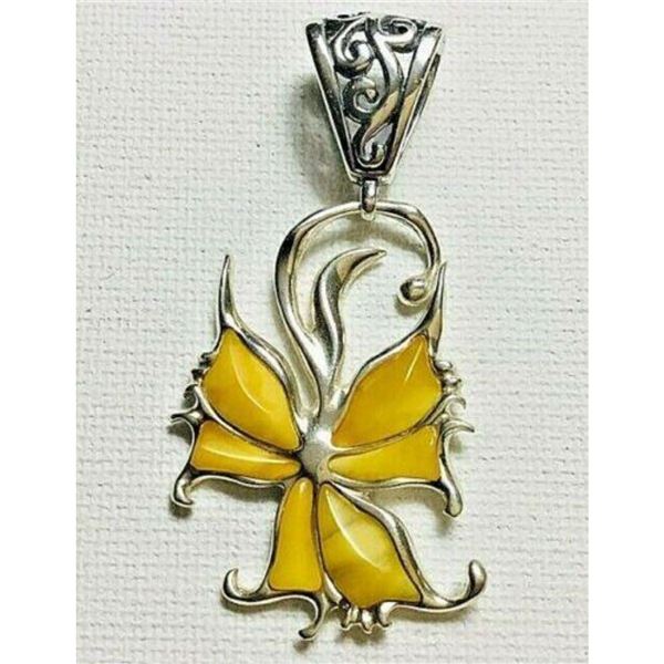 Baltic Amber Sterling Buttlerfly Pendant