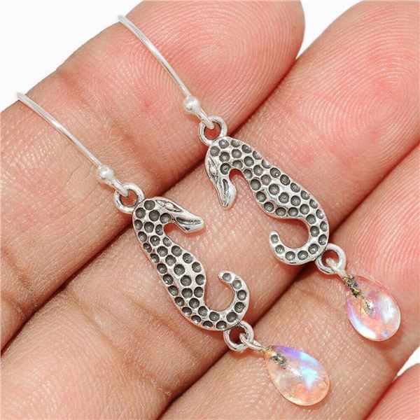 Sterling Silver Seahorse Moonstone Earrings