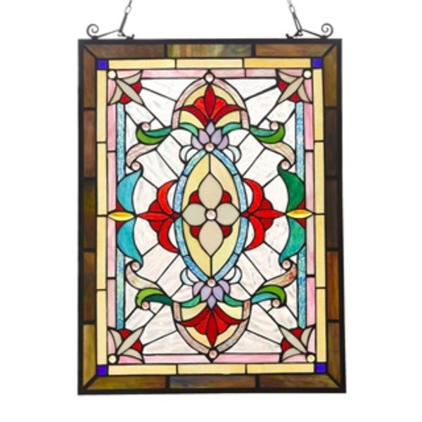 Stained Art Glass Hanging Window Panel