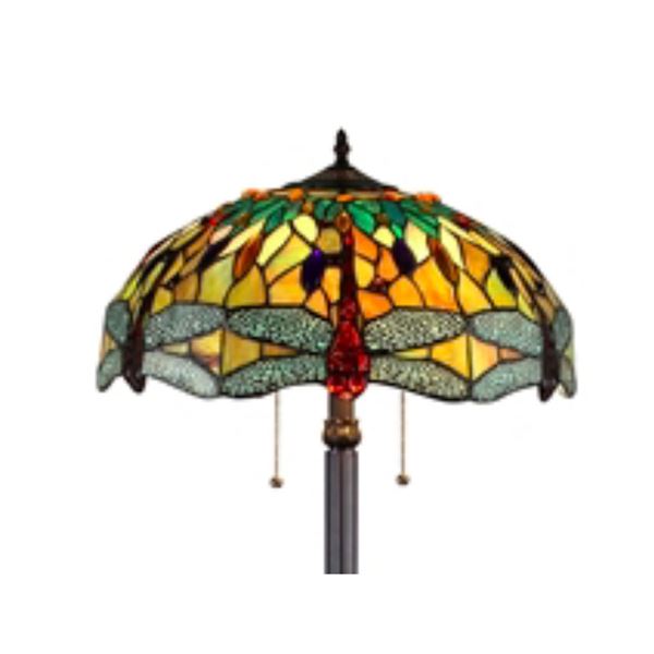 Dragonfly Stained Art Glass Floor Lamp