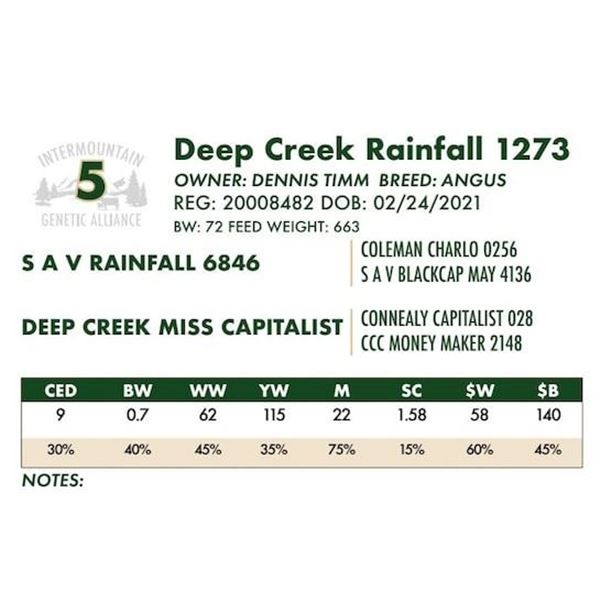 Deep Creek Rainfall 1273
