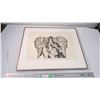 Image 1 : Framed Etching 6/24 - Buffalo Wood Spirit - (1978 Elyse St George) - 17x23 (image size)