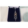Necklace - Diamond + Sapphire Onyx in 18K 2 tone Gold - appraised, genuine - 16" long - 0.69CTW