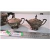 Image 3 : Vintage Teapot, cream + sugar set - silver plated