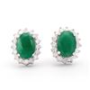 14KT White Gold 1.50ctw Emerald and Diamond Earrings