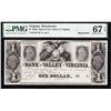 1840's $1 Winchester VA Obsolete PMG 67EPQ