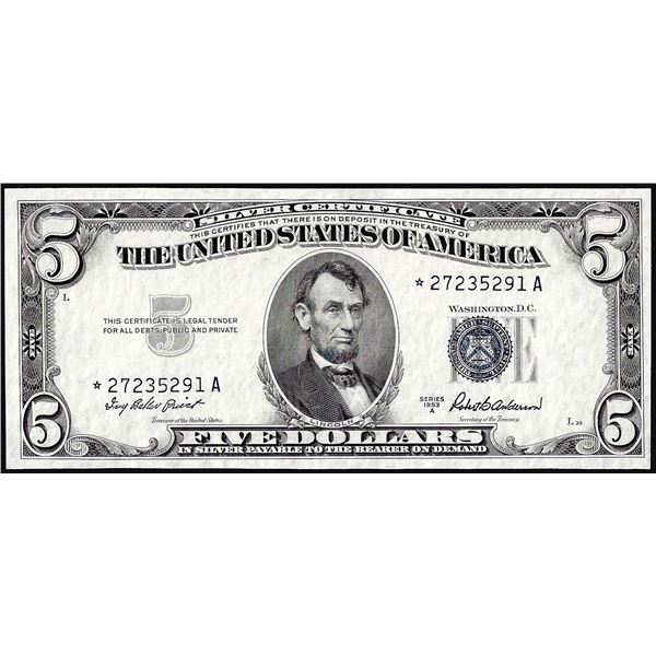 1953A $5 Silver Certificate Star Note