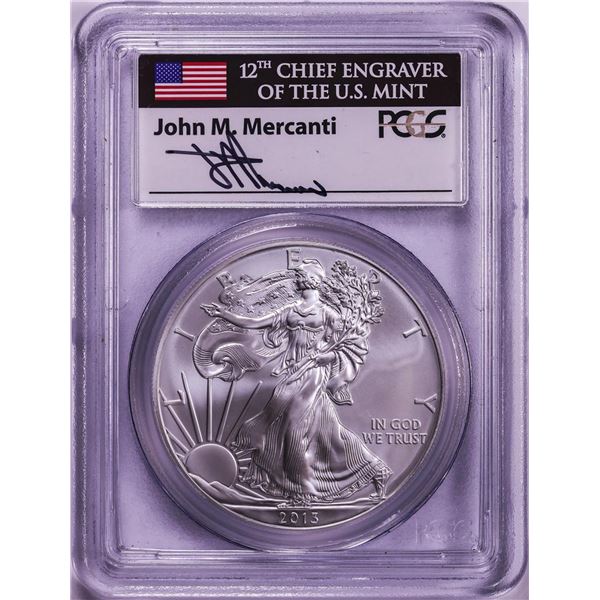 2013 $1 American Silver Eagle Coin PCGS MS70 First Strike Mercanti Signature