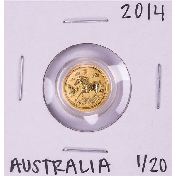 2014 Australia $5 Lunar Year of the Horse 1/20 Oz Gold Coin