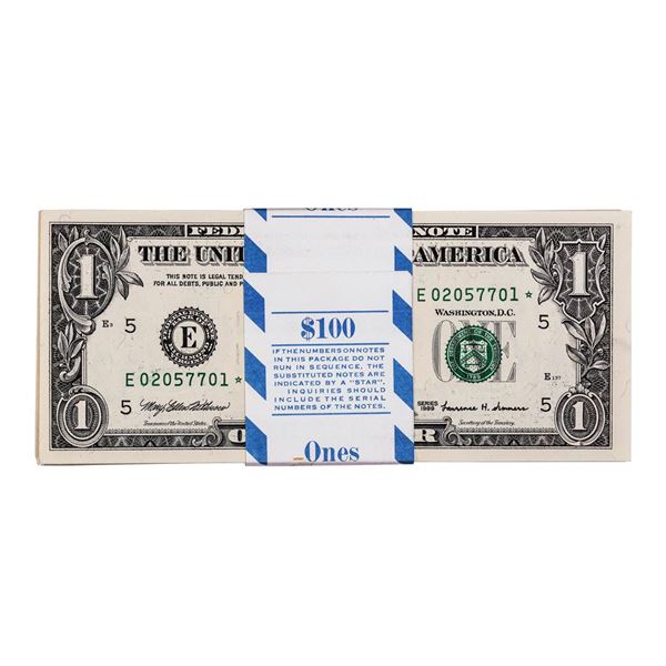 Pack of (100) Consecutive 1999 $1 Federal Reserve STAR Notes Richmond