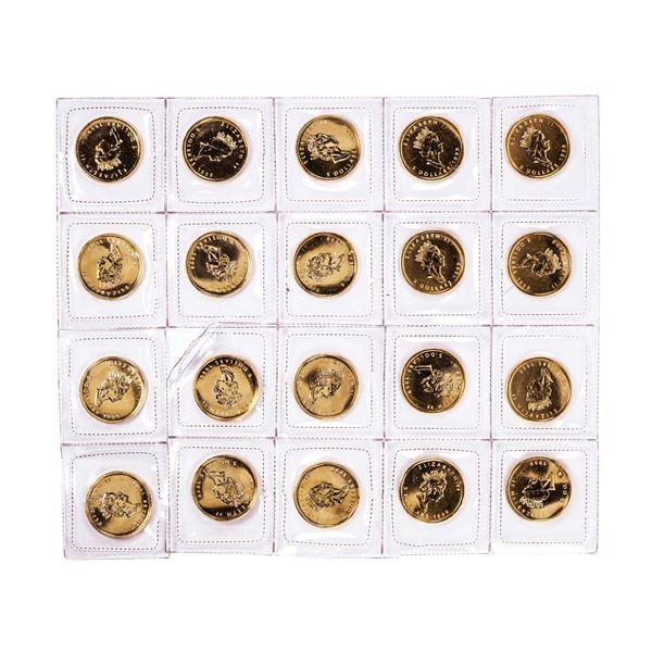 Lot of (20) Sealed 1999 Canadian $5 Maple Leaf Gold Coins