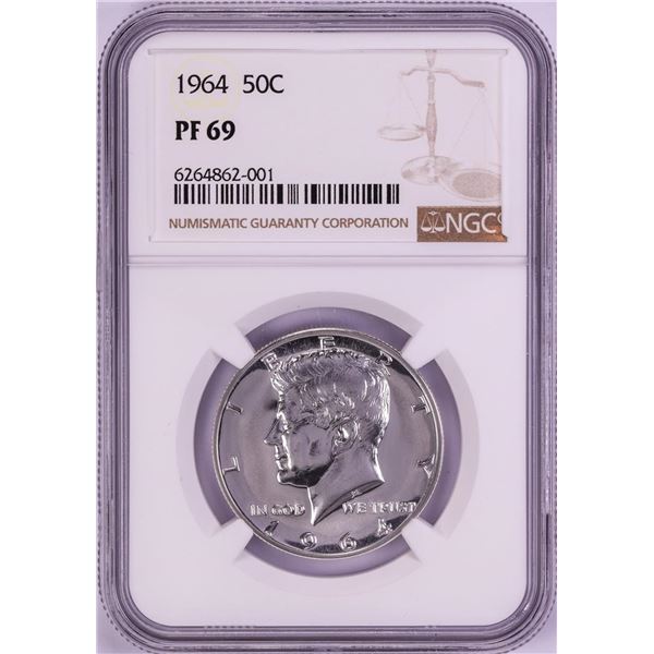 1964 Proof Kennedy Half Dollar Coin NGC PF69
