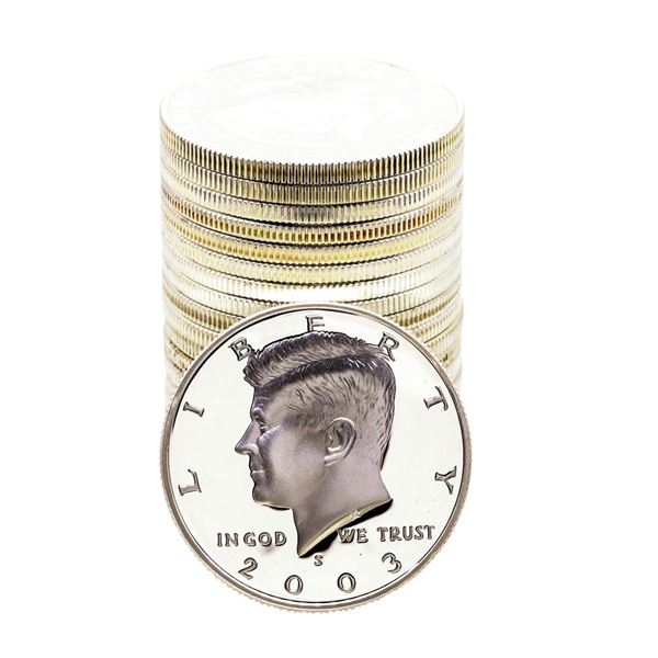 Roll of (20) Proof Silver 2003-S Kennedy Half Dollar Coins