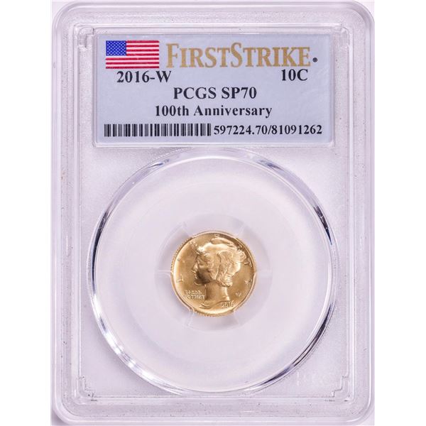 2016-W Mercury Dime Gold Centennial Commemorative Coin PCGS SP70 First Strike