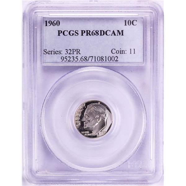 1960 Proof Roosevelt Dime Coin PCGS PR68DCAM