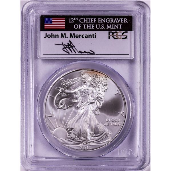 2013 $1 American Silver Eagle Coin PCGS MS69 First Strike Mercanti Signature