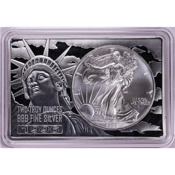 1996 $1 American Silver Eagle Coin & 2oz Silver Bar Set