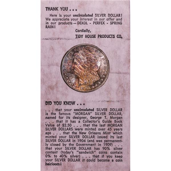 Tidy House Holder 1885-O $1 Morgan Silver Dollar Coin w/ Nice Toning