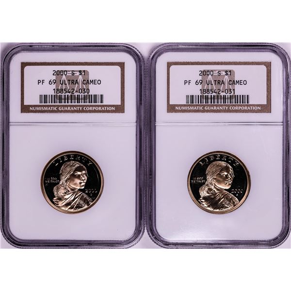 Lot of (2) 2000-S Proof $1 Sacagawea Dollar Coins NGC PF69 Ultra Cameo