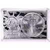 Image 1 : 1990 $1 American Silver Eagle Coin & 2oz Silver Bar Set