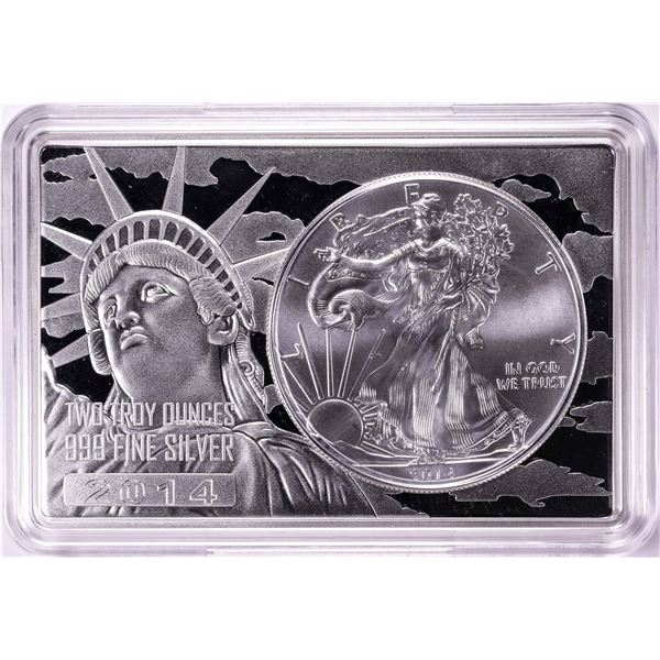 2014 $1 American Silver Eagle Coin & 2oz Silver Bar Set