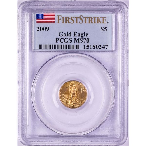 2009 $5 American Gold Eagle Coin PCGS MS70 First Strike