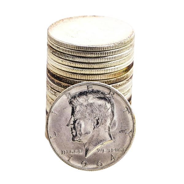Roll of (20) Brilliant Uncirculated 1964 Kennedy Half Dollar Coins