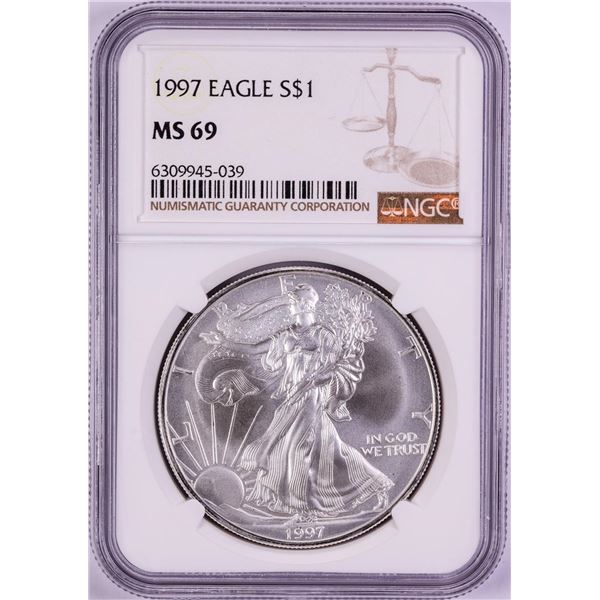 1997 $1 American Silver Eagle Coin NGC MS69