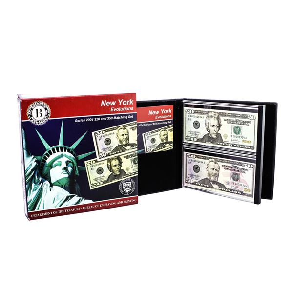 Evolutions Series 2004 $20 & $50 Federal Reserve Note New York Matching Serial Numbers