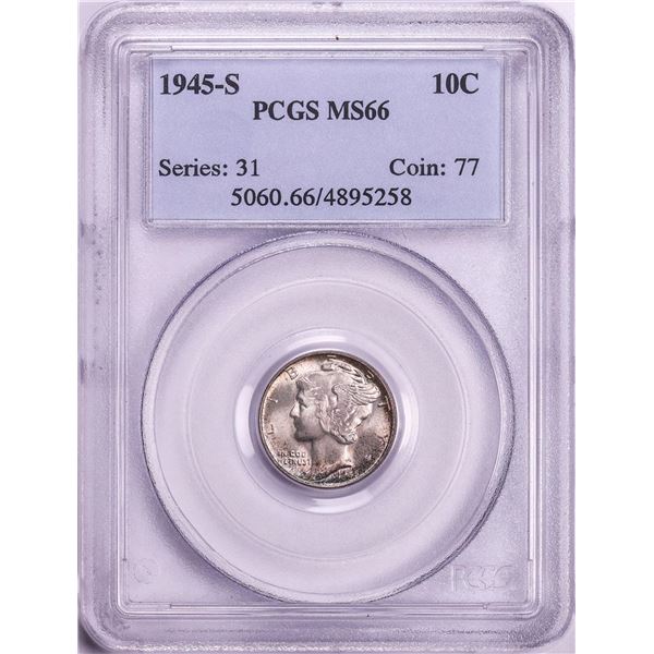 1945-S Mercury Dime Coin PCGS MS66