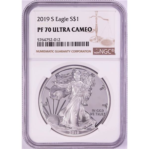 2019-S $1 Proof American Silver Eagle Coin NGC PF70 Ultra Cameo
