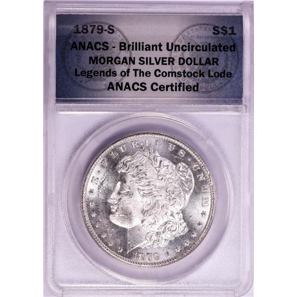 1879-S $1 Morgan Silver Dollar Coin ANACS Brilliant Uncirculated Nice Toning
