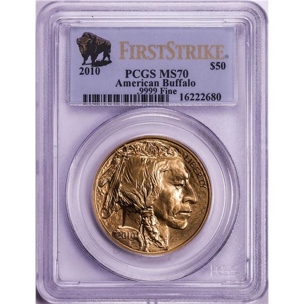 2010 $50 American Gold Buffalo Coin PCGS MS70 First Strike