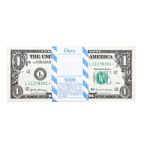 Pack of (100) Consecutive 2017 $1 Federal Reserve STAR Notes San Francisco